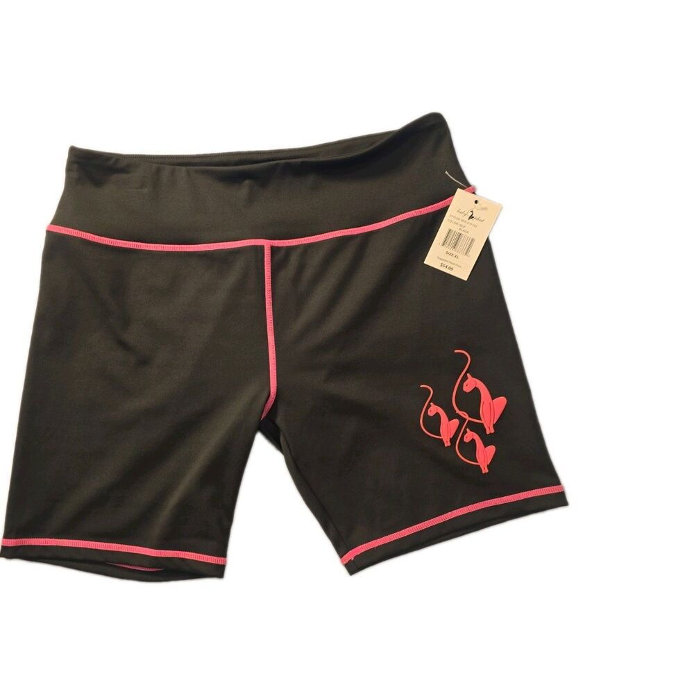 Baby Phat XL Black Pink Biker Shorts Athletic Compression Workout Yoga NWT